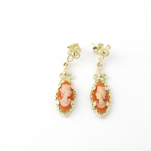Vintage 10 Karat Yellow Gold Cameo Earrings #5239